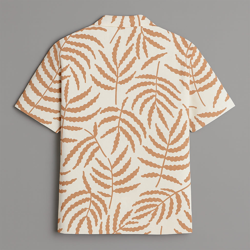 Off white Leaf Printed Half Sleeve Shirt