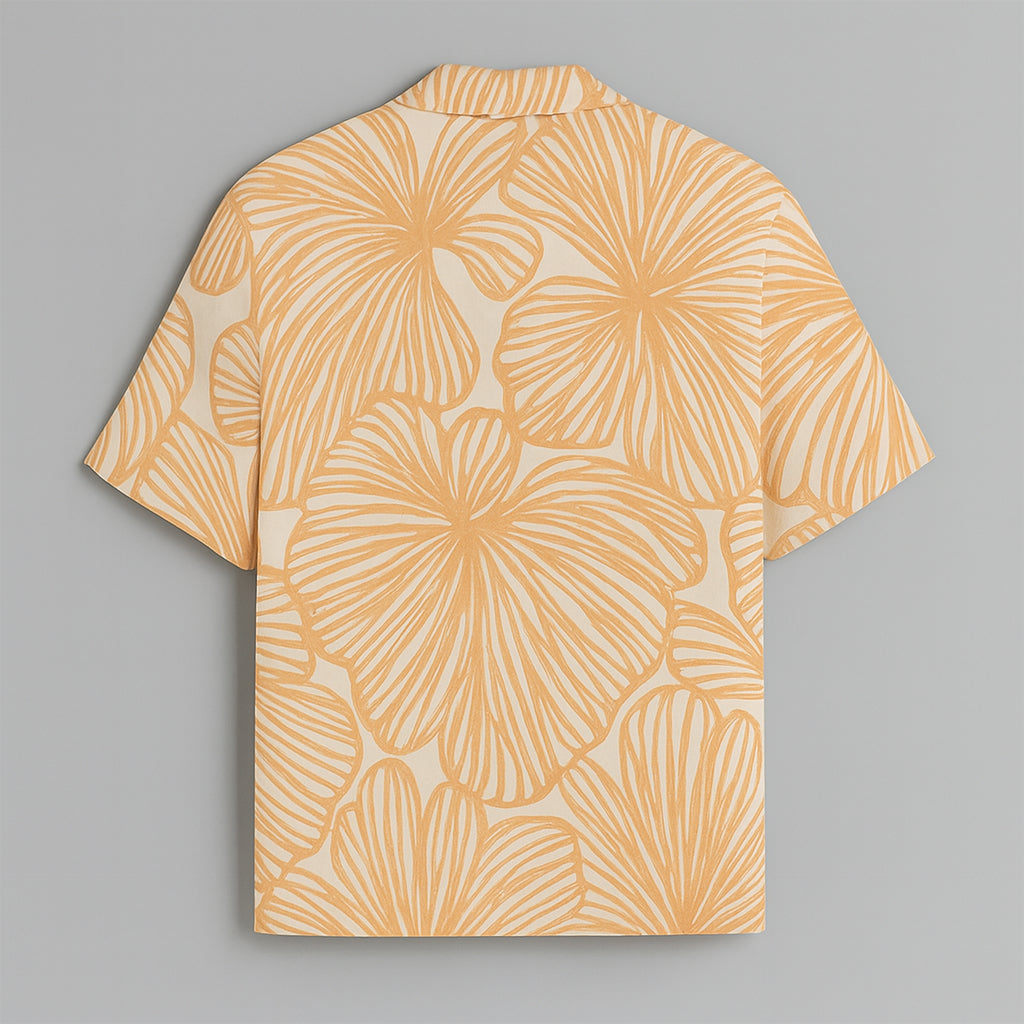 Orange Flower Printed Half Sleeve Shirt