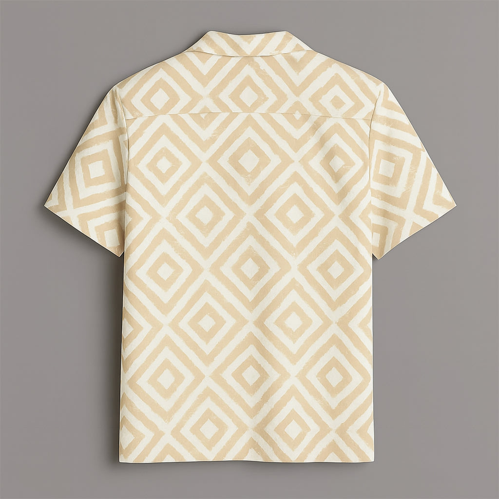 Beige Printed Half Sleeve Shirt