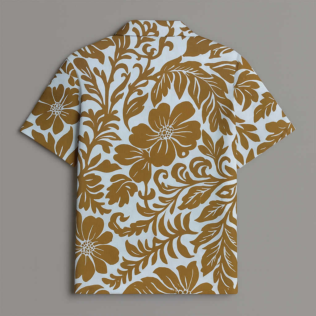Sky And Brown Printed Half Sleeve Shirt
