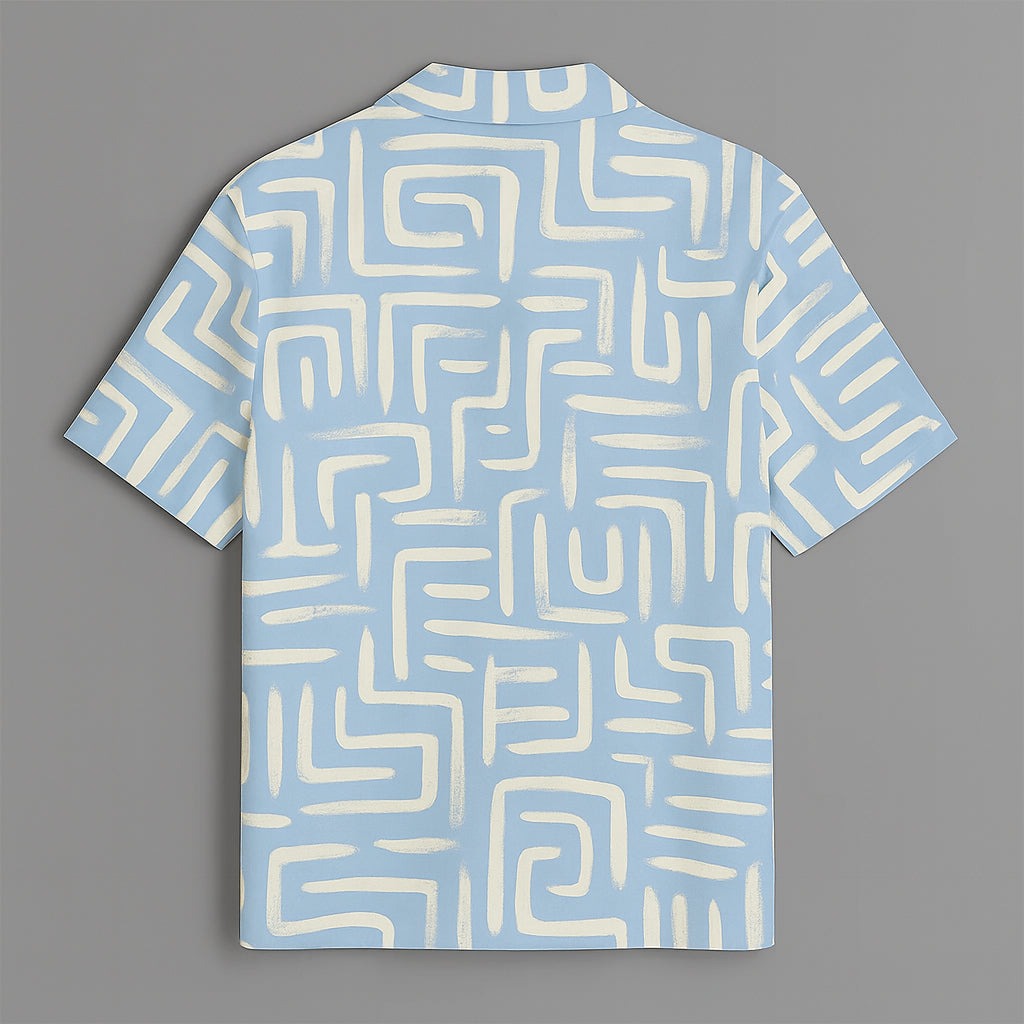 Sky Blue Printed Half Sleeve Shirt