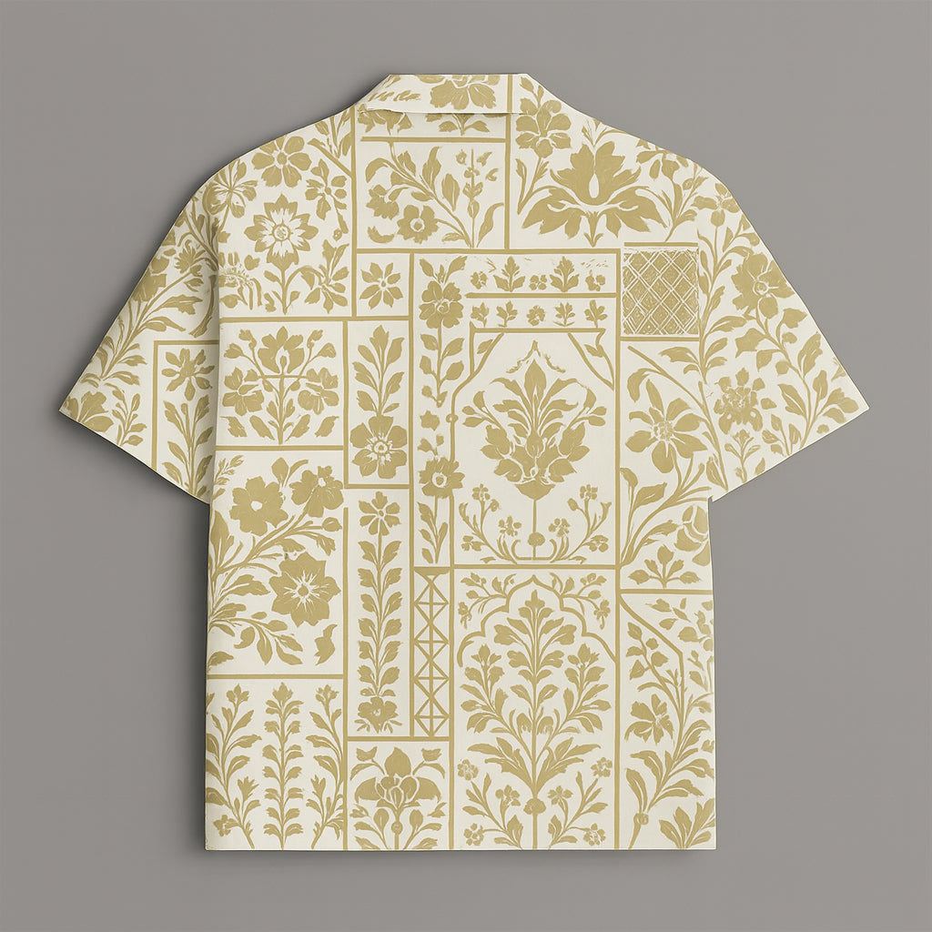 Beige Printed Half Sleeve Shirt