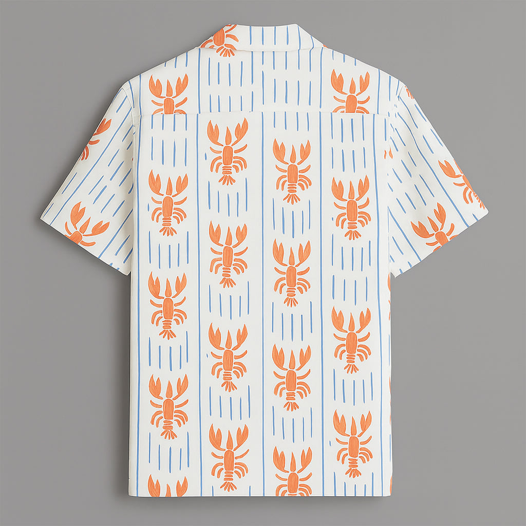 White Lobster Printed Half Sleeve Shirt