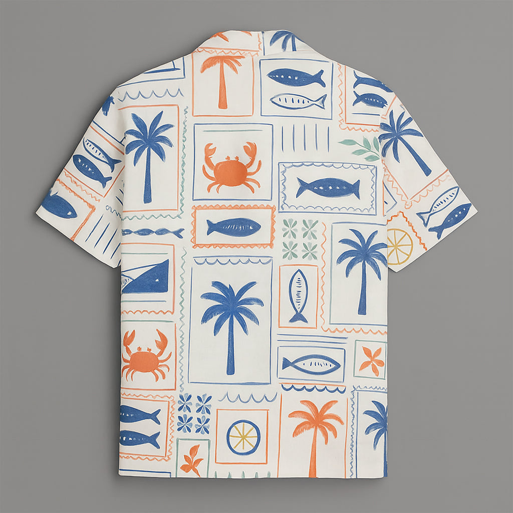 White Printed Half Sleeve Shirt